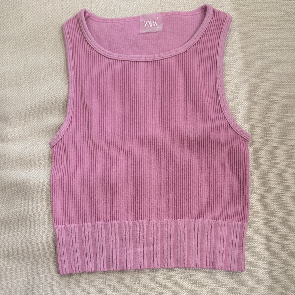 Zara Mauve Ribbed Sleeveless Top